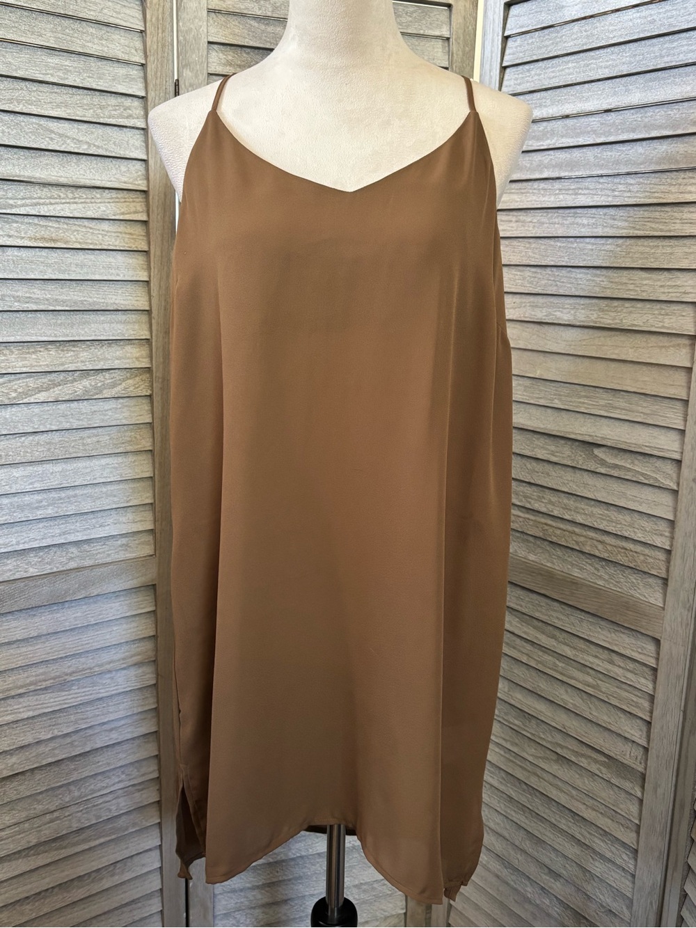 Meraki Nude Taupe Silky VNeck Cami Tank Top SZ XL Fairycore Coquette Plus Size - Picture 5 of 16